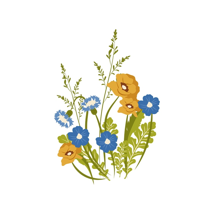 Free Vector wildflowers bouquet illustration flat color