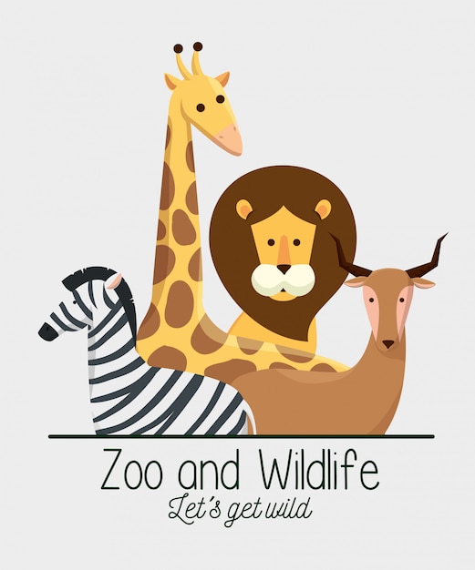 Free vector wildlife animals with natural safari reserve