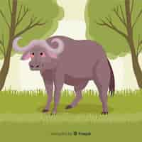 Free vector wildlife buffalo cartoon illustration