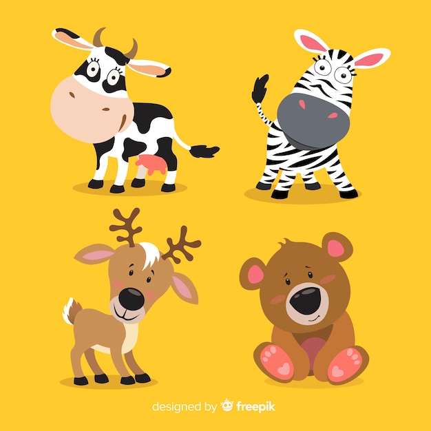 Free vector wildlife cartoon animals collection