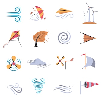 Wind color flat icons