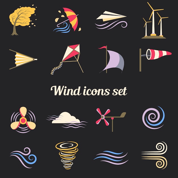 Wind Color Flat Icons