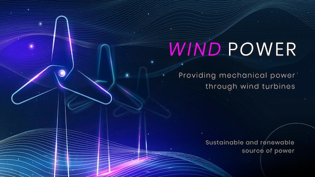風力発電環境テンプレートベクトルクリーンテクノロジーバナー