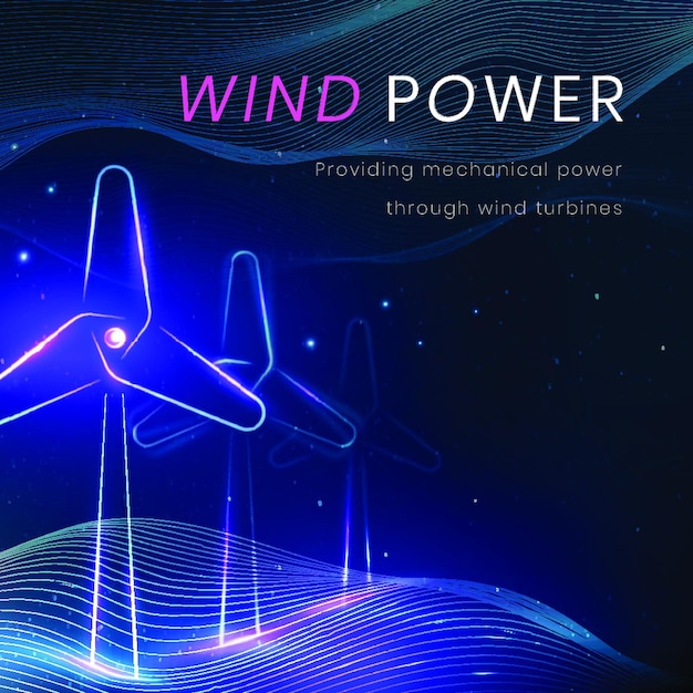 風力発電環境テンプレートベクトルクリーンテクノロジーバナー