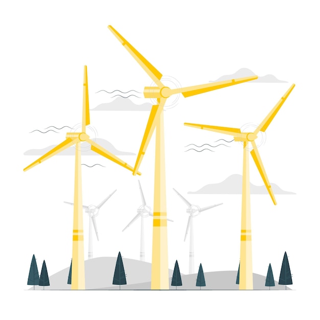 Бесплатное векторное изображение Иллюстрация концепции ветряной турбины