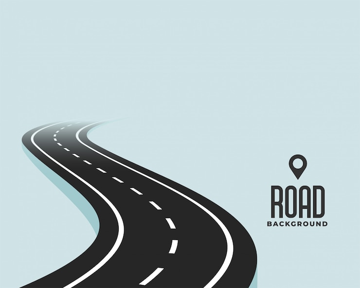 Free Vector winding curve black road path background