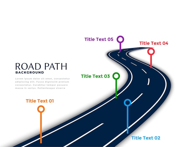 Winding road infographic template with milestone points Free Vector
