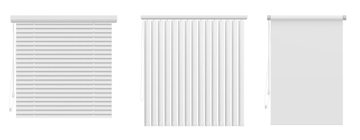 Free Vector window blinds set isolated on white background