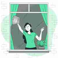 Free vector window cleaning concept illustration