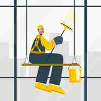 Free vector window washer concept illustration