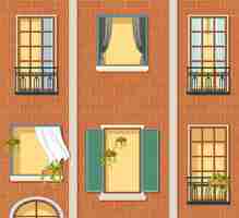 Free vector windows apartment building facade