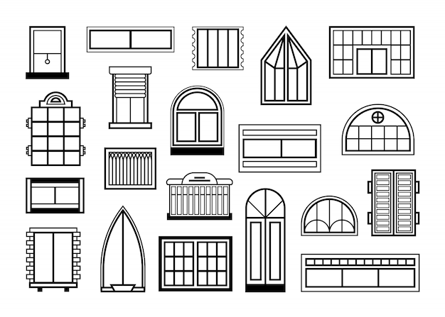 Free vector windows and glass doors set