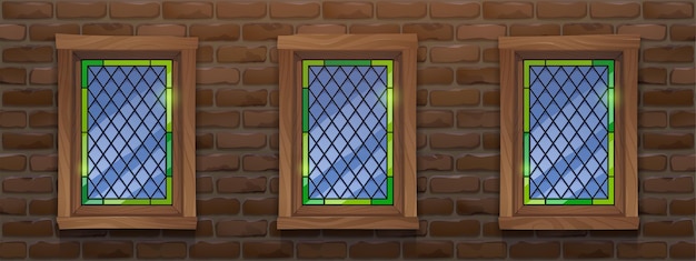 Free vector windows, stained glass with diamond pattern design