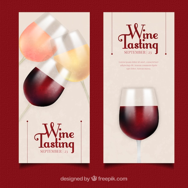 Vettore gratuito banner di vino in stile realistico