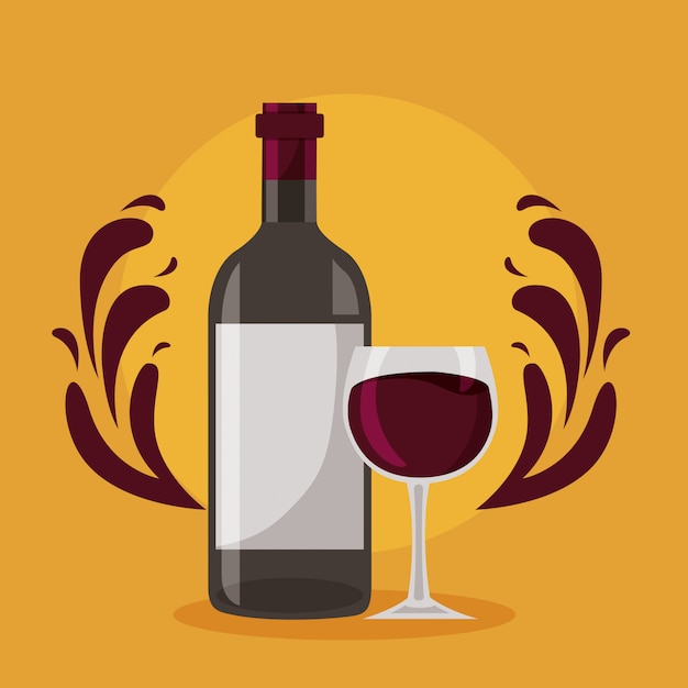 Free vector wine bottle glass cup splashes