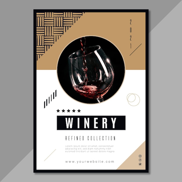 Vettore gratuito modello di poster del marchio di vino