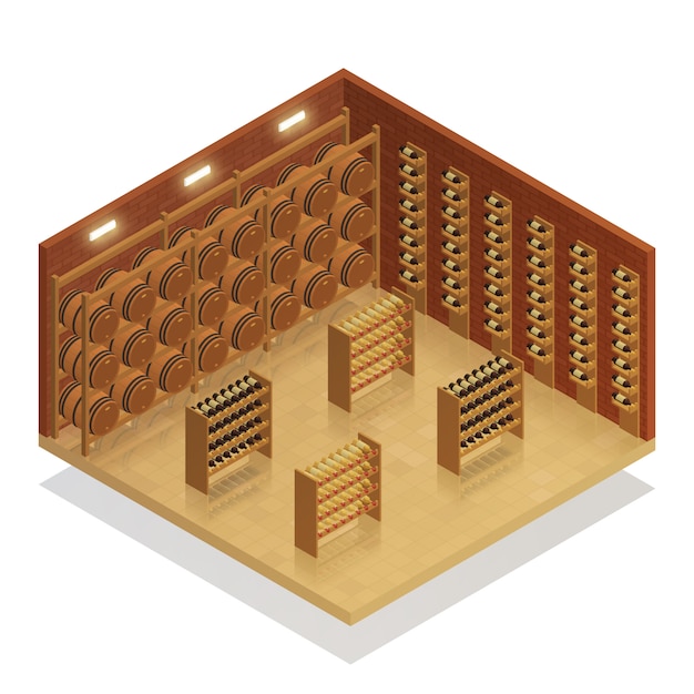 Wine cellar isometric composition