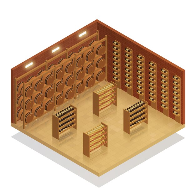 Wine Cellar Isometric Composition