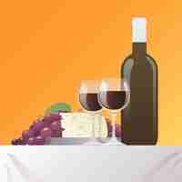 Free vector wine and cheese still life