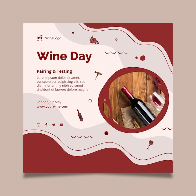 Free vector wine day squared flyer template