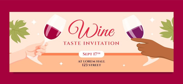 Free vector wine festival  facebook cover template