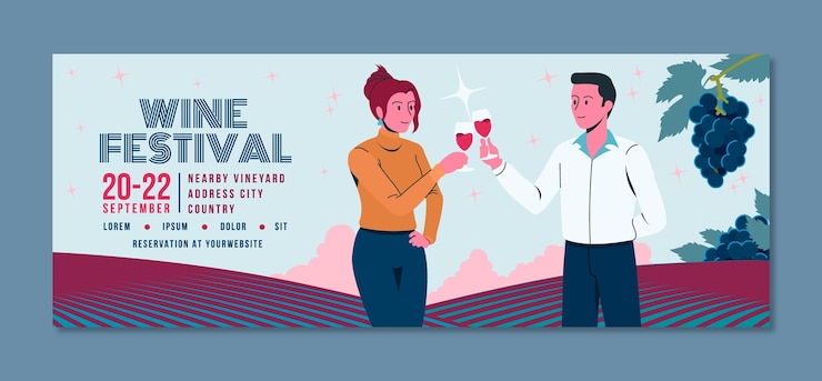 मुफ़्त वेक्टर wine festival  facebook cover template