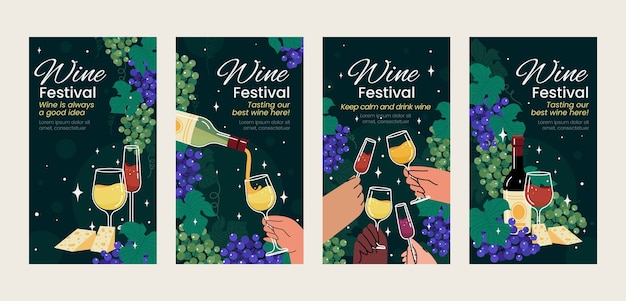 Free vector wine festival instagram stories template