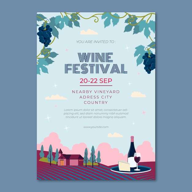 Free vector wine festival  invitation template