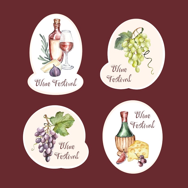 Free vector wine festival  labels  template