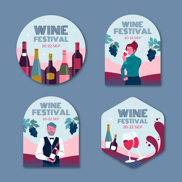 Free vector wine festival  labels  template