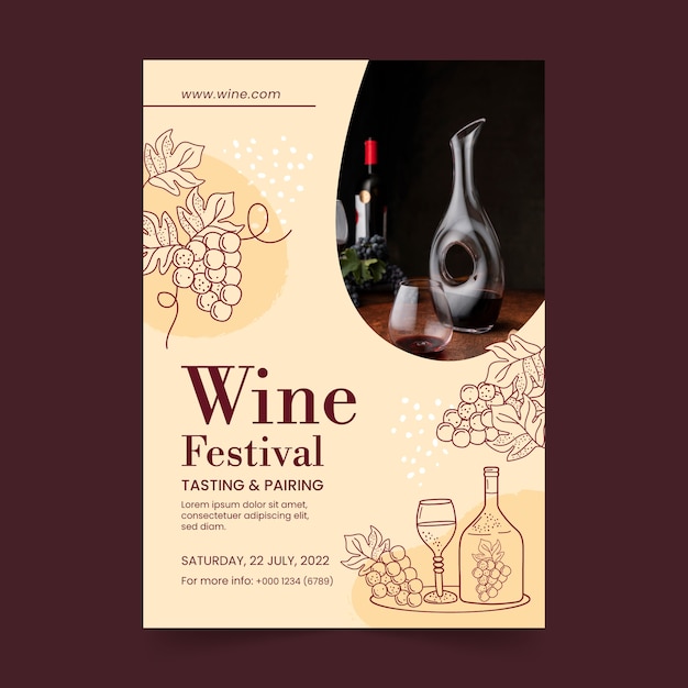 Free vector wine festival poster template