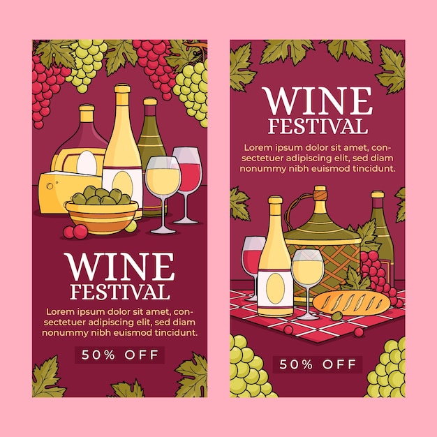 Vettore gratuito modello verticale del festival del vino