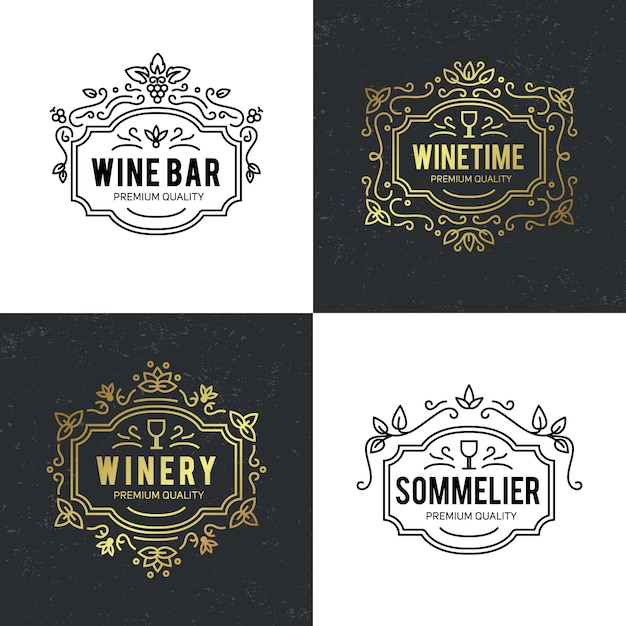 Wine glass and grapes vintage lettering background