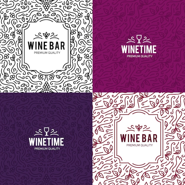 Wine glass and grapes vintage lettering background