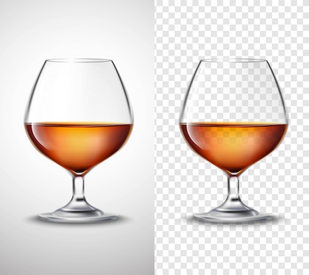 Free vector wine glass with alcohol transparent banners