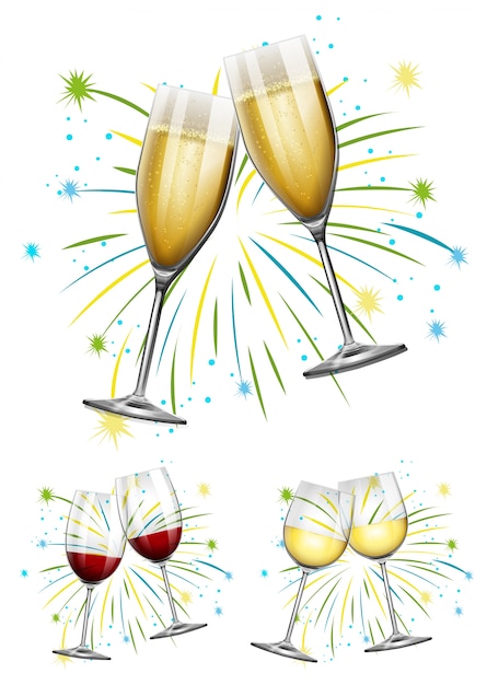 Free Vector wine glasses and champagne glasses illustration