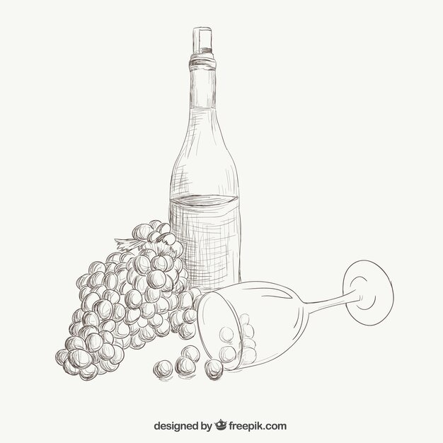 와인과 포도 그림