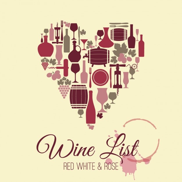 Free vector wine heart shaped