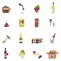 Free vector wine icon flat