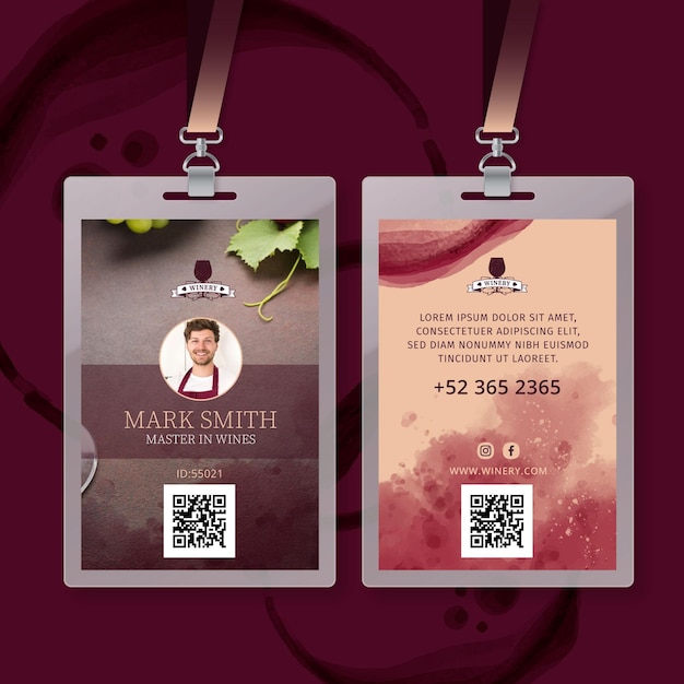 Modello di carta d'identità del vino