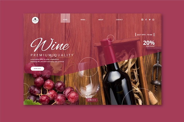 Modello di pagina di destinazione del vino