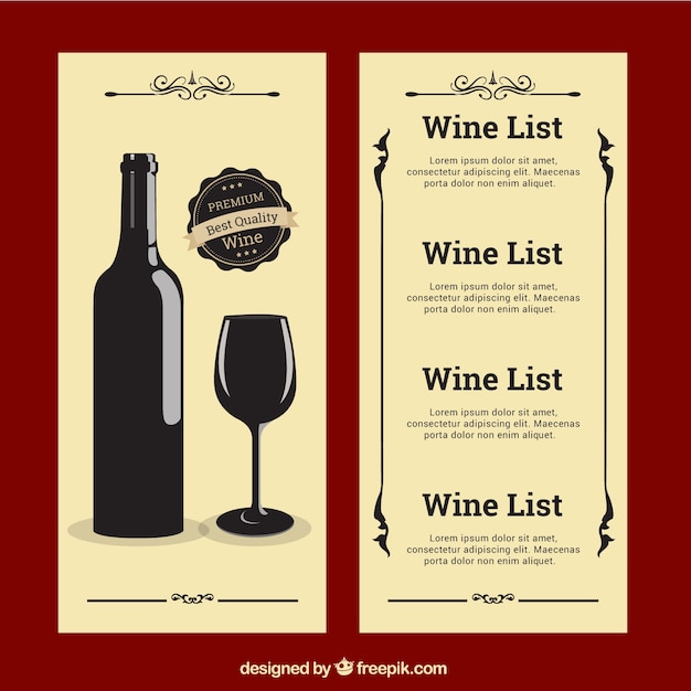 Wine list in vintage style