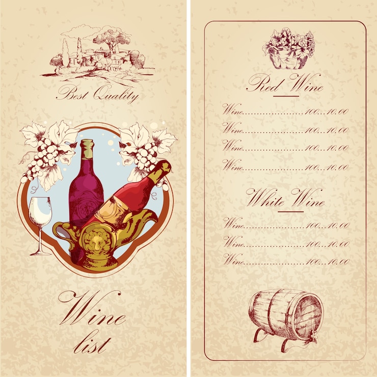 Free Vector wine list