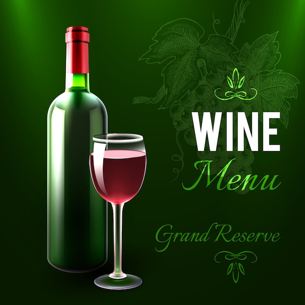 Vettore gratuito modello di menu del vino
