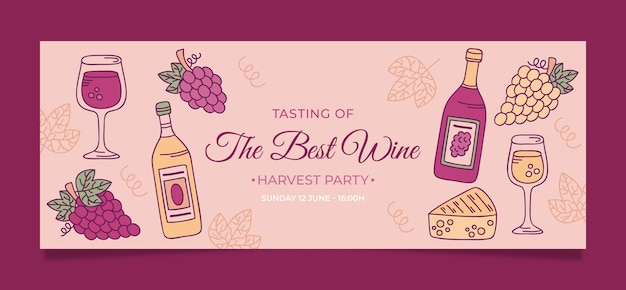 Free vector wine party facebook cover template