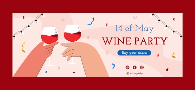Бесплатное векторное изображение Шаблон обложки facebook для винной вечеринки