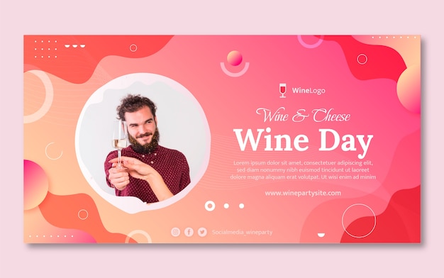 Vettore gratuito modello di post su facebook per la festa del vino