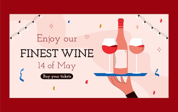 Free vector wine party facebook post template
