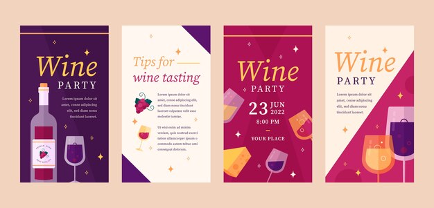 Wine party flat celebration pack ig stories