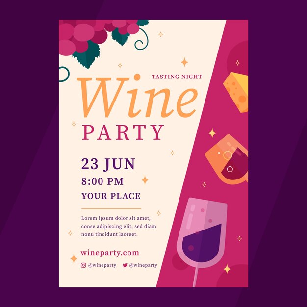 Wine party flat celebration pack invitation